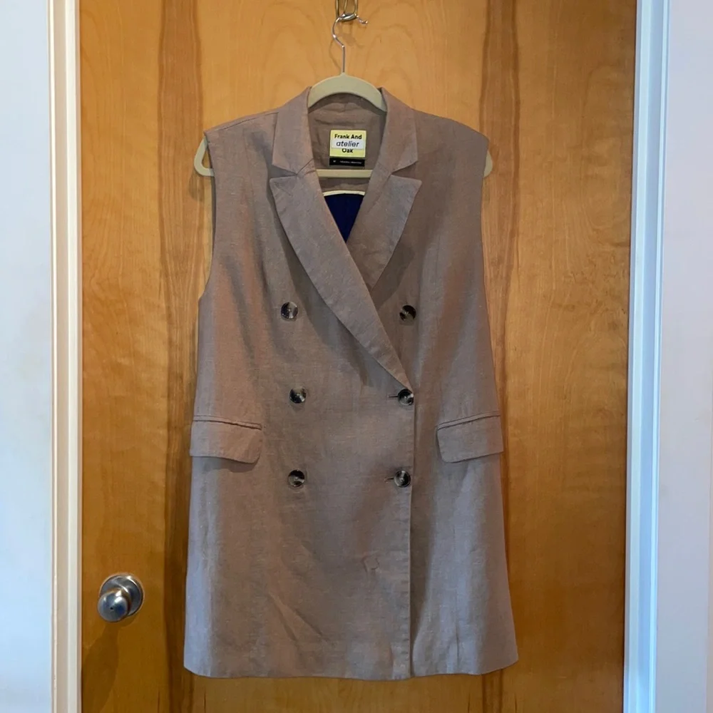 Limited Edition Cotton and Linen oversized sleaveless blazer/mini dress - Picture 2 of 12